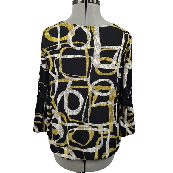 Alfani Womens Tunic Blouse Sz Large Embroidered Flared Sleeve Polyester Top EUC - Picture 4 of 15